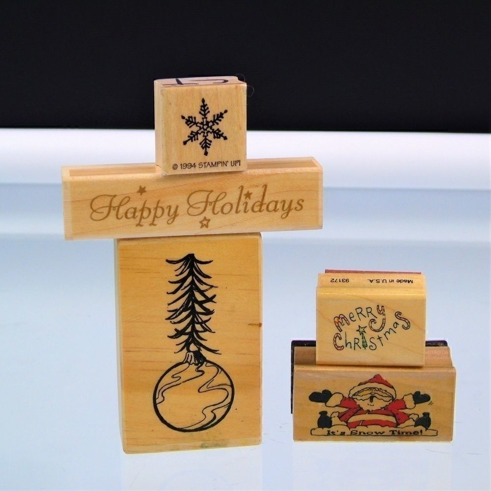 Lot Of 5 Christmas Rubber Stamps